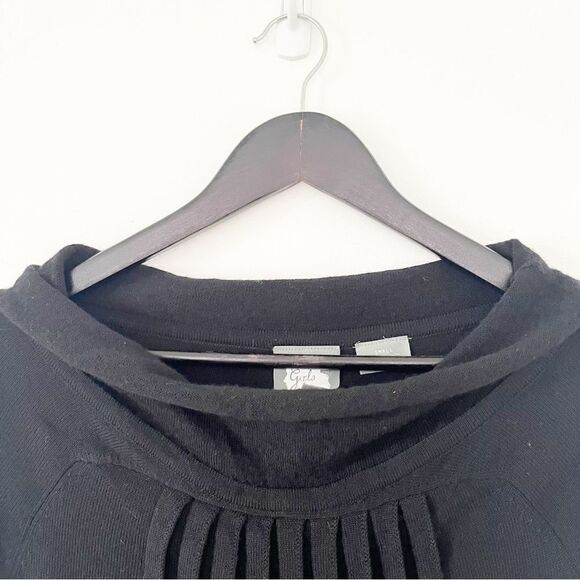 Anthropologie Girls From Savoy Black Cowl Bell Sleeve Front Pleats Sweater Dress - Picture 5 of 11